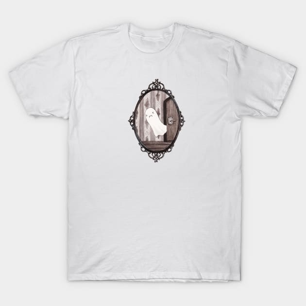 Ghost caught in a Door T-Shirt by Marcies Art Place
